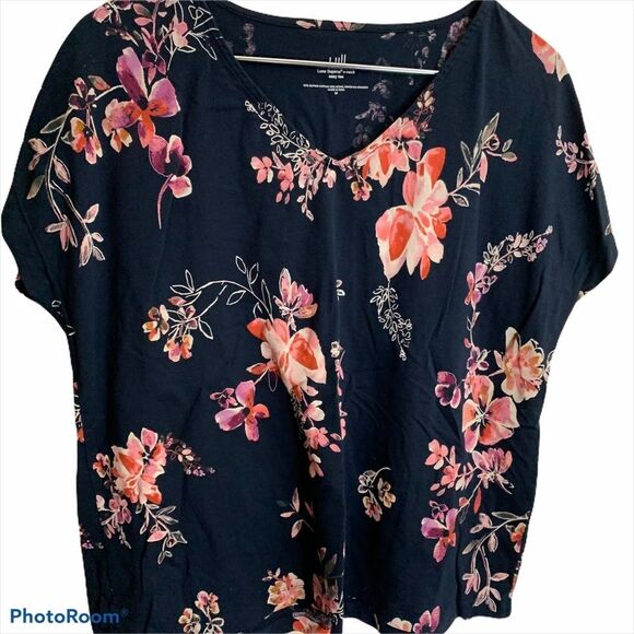 J. Jill Soft V-Neck Floral Easy Tee - Picture 2 of 8